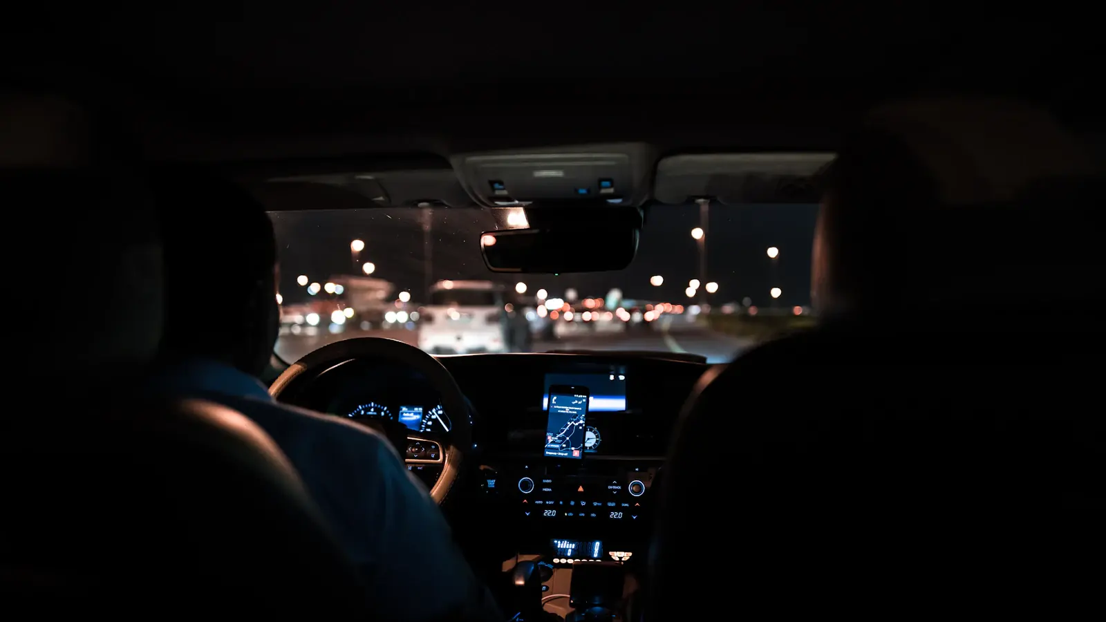 Rear seat of a private car on a long-distance ride